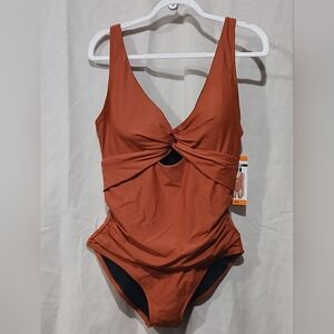 Vibrant Rust Swimsuit with Wide Straps